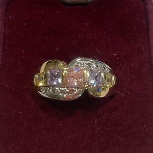 Premier Designs Gold and Silver Ring with Pink and Purple Accents